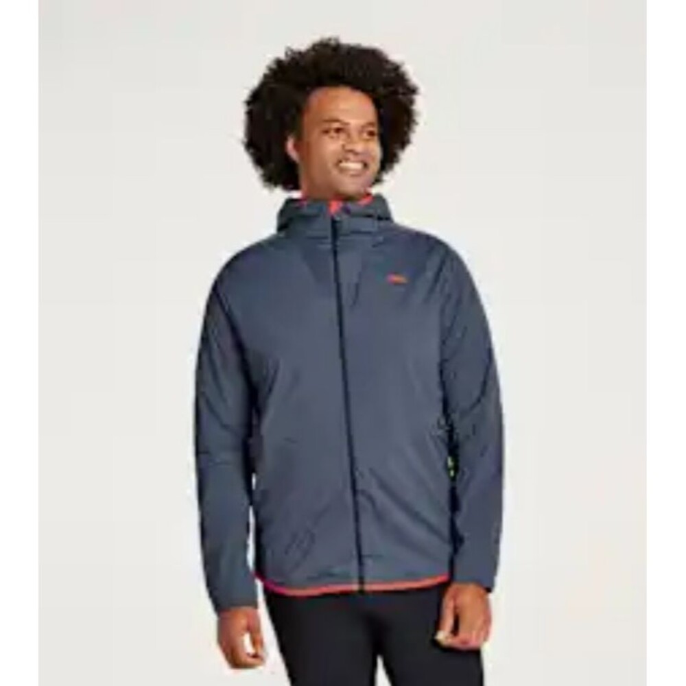 Hoka Men's Hybrid Run Jacket Size L Storm Blue Insulated Windbreaker Performance